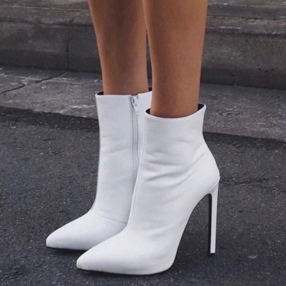 Tony Bianco White Stiletto Ankle Boots